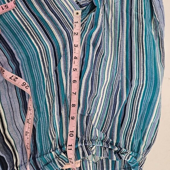 Band of Gypsies Size Small Stripe Blue Multicolor Pull On Wide Leg Pocket Pants - Picture 11 of 14